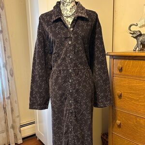 J. Jill Grey and Slate Blue Corduroy Button-Up Dress Size 4X
